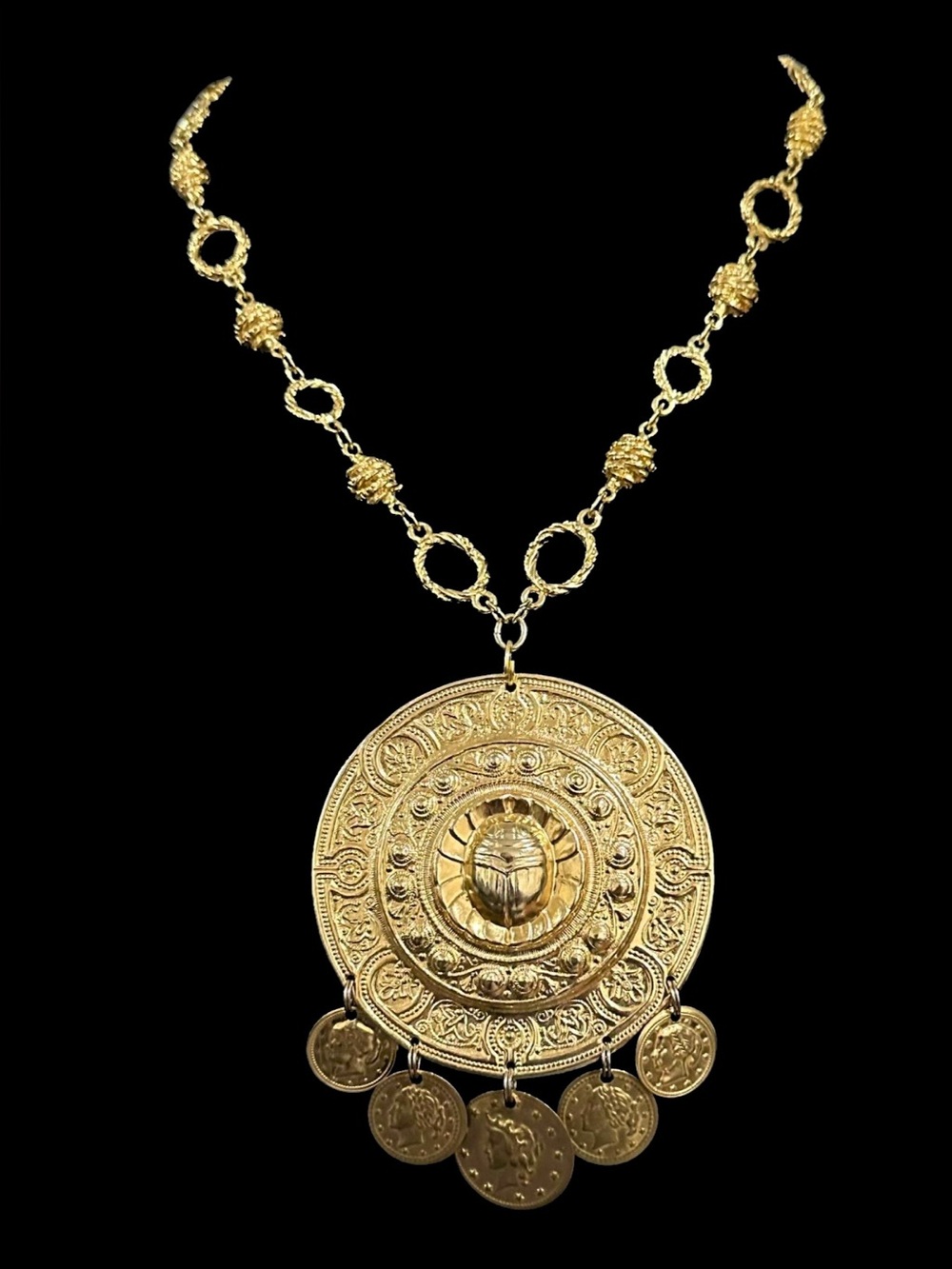 Gold-Tone Statement Medallion Pendant Necklace
